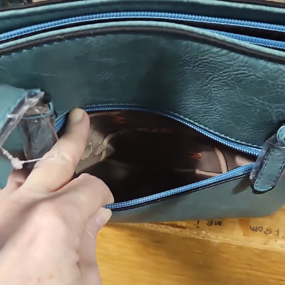 Montana West Blue Suede-Like Tote Bag with Classic Design - Picture 5 of 6